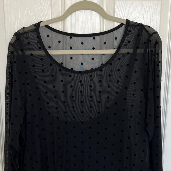 Torrid Black Mesh Polka Dot Dress - Picture 2 of 3